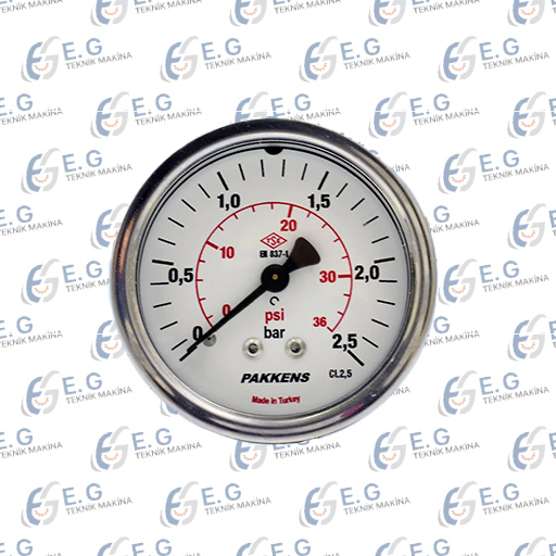 Pakkens 1/8 Manometre Pano Tipi 2,5 bar Ø40